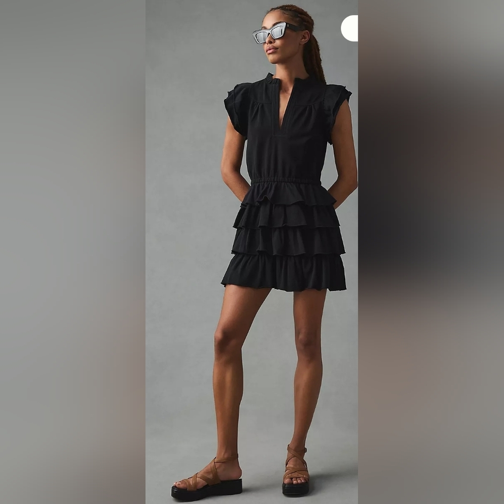 Sundays By Anthropolgie June Black Ruffle Dress. NWOT. Sold Out.